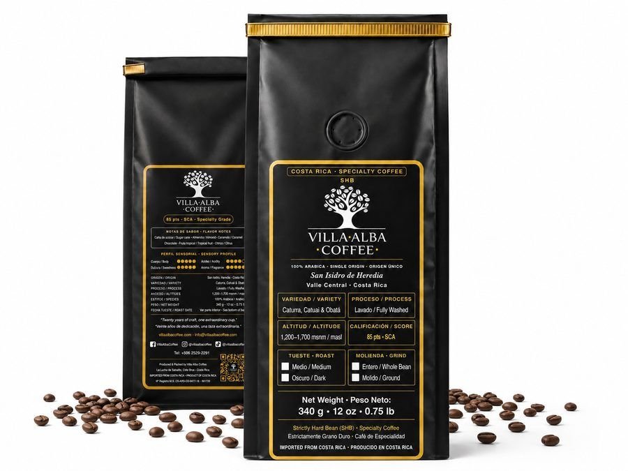 Bolsa real de Villa Alba Coffee 100% Costa Rica Arabica