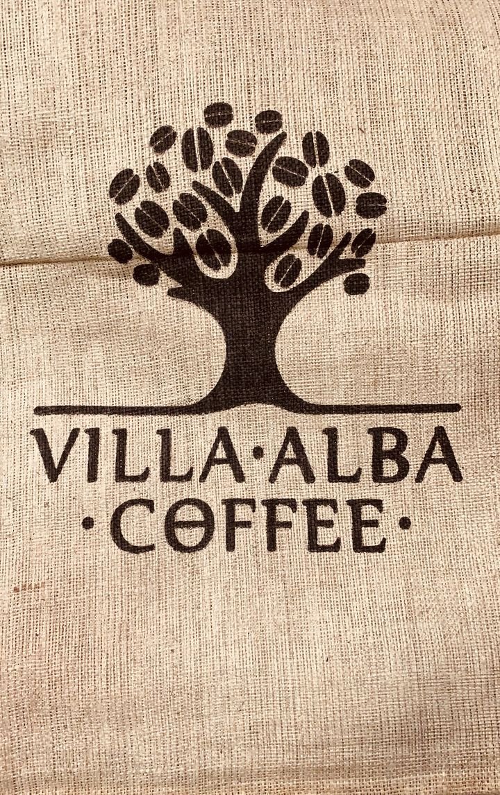 Villa Alba branded coffee sack